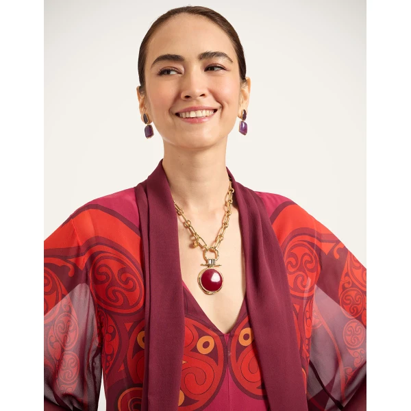 La DoubleJ Midi Magnifico Dress in Alchemy Dark Red at Luxury Shoes 