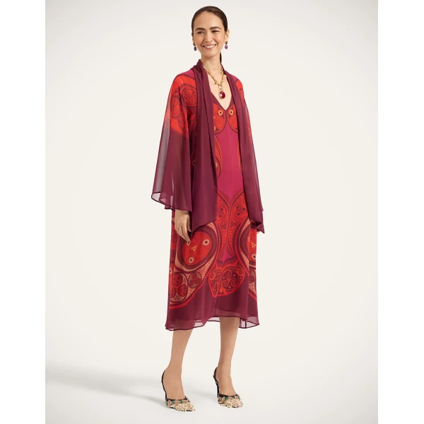 La DoubleJ Midi Magnifico Dress in Alchemy Dark Red at Luxury Shoes 