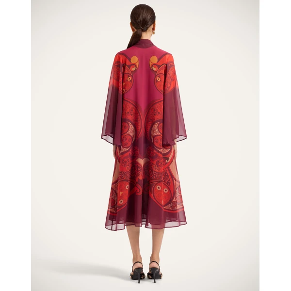La DoubleJ Midi Magnifico Dress in Alchemy Dark Red at Luxury Shoes 