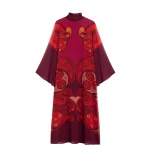 La DoubleJ Midi Magnifico Dress in Alchemy Dark Red at Luxury Shoes 