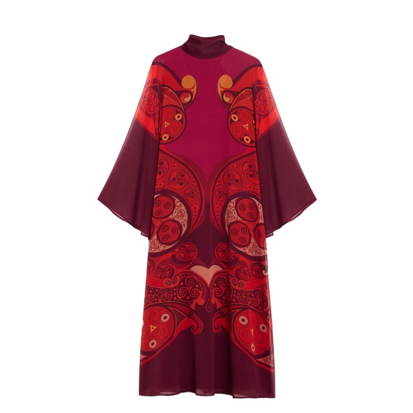 La DoubleJ Midi Magnifico Dress in Alchemy Dark Red at Luxury Shoes 