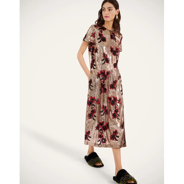 La DoubleJ Midi Swing Dress in Primrose Bronze, view 4