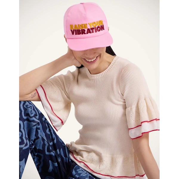 La DoubleJ Milano Cap in Raise Your Vibration Pink at Luxury Shoes 