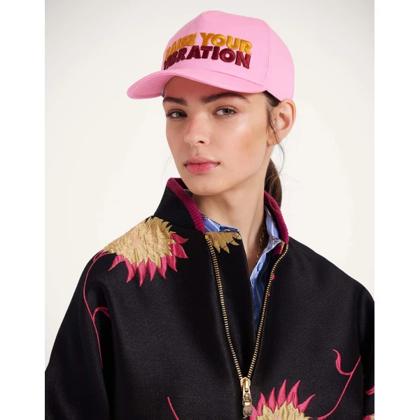 La DoubleJ Milano Cap in Raise Your Vibration Pink at Luxury Shoes 