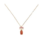 La DoubleJ Mini Bridge Portal Necklace in 24K Gold Plate & Red Jasper