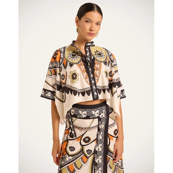 La DoubleJ Mini Foulard Shirt in Plume Ivory, view 2