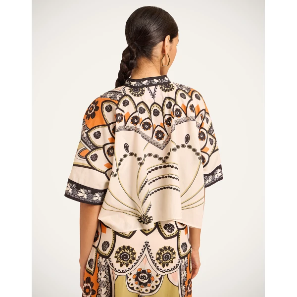 La DoubleJ Mini Foulard Shirt in Plume Ivory, view 3