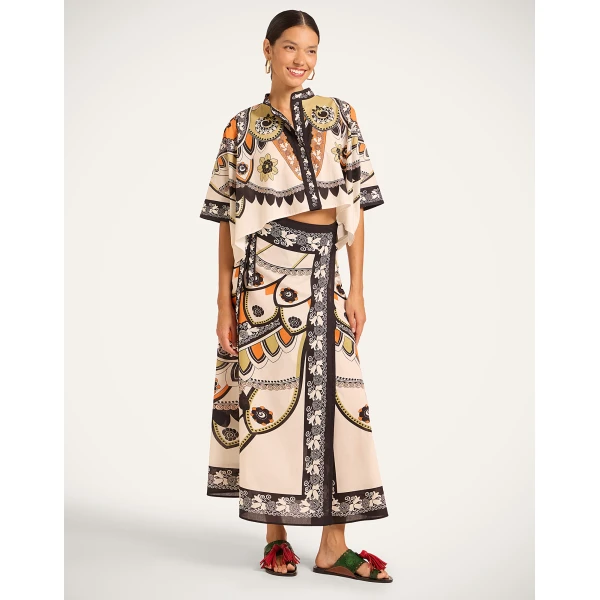 La DoubleJ Mini Foulard Shirt in Plume Ivory, view 4
