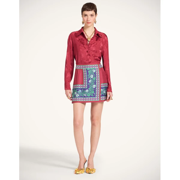 La DoubleJ Mini Foulard Skirt in Regalia Red, view 2