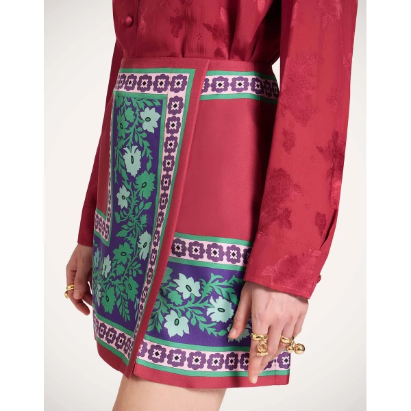 La DoubleJ Mini Foulard Skirt in Regalia Red, view 5