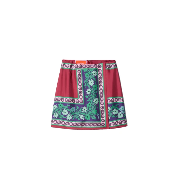 Mini Foulard Skirt in Regalia Red