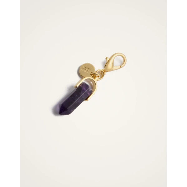 La DoubleJ Mini Pillar Charm in 24K Gold Plate & Amethyst, view 3
