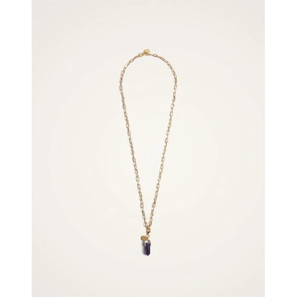 La DoubleJ Mini Pillar Charm in 24K Gold Plate & Amethyst, view 4