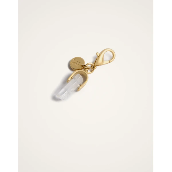La DoubleJ Mini Pillar Charm in 24K Gold Plate & Clear Quartz, view 3