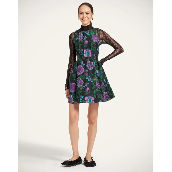 La DoubleJ Mini Pirhouette Dress in Botanical Black at Luxury Shoes 