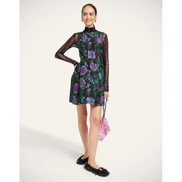 La DoubleJ Mini Pirhouette Dress in Botanical Black at Luxury Shoes 