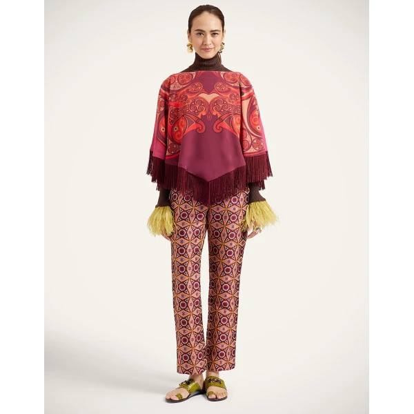 La DoubleJ Mini Poncho in Alchemy Dark Red at Luxury Shoes 