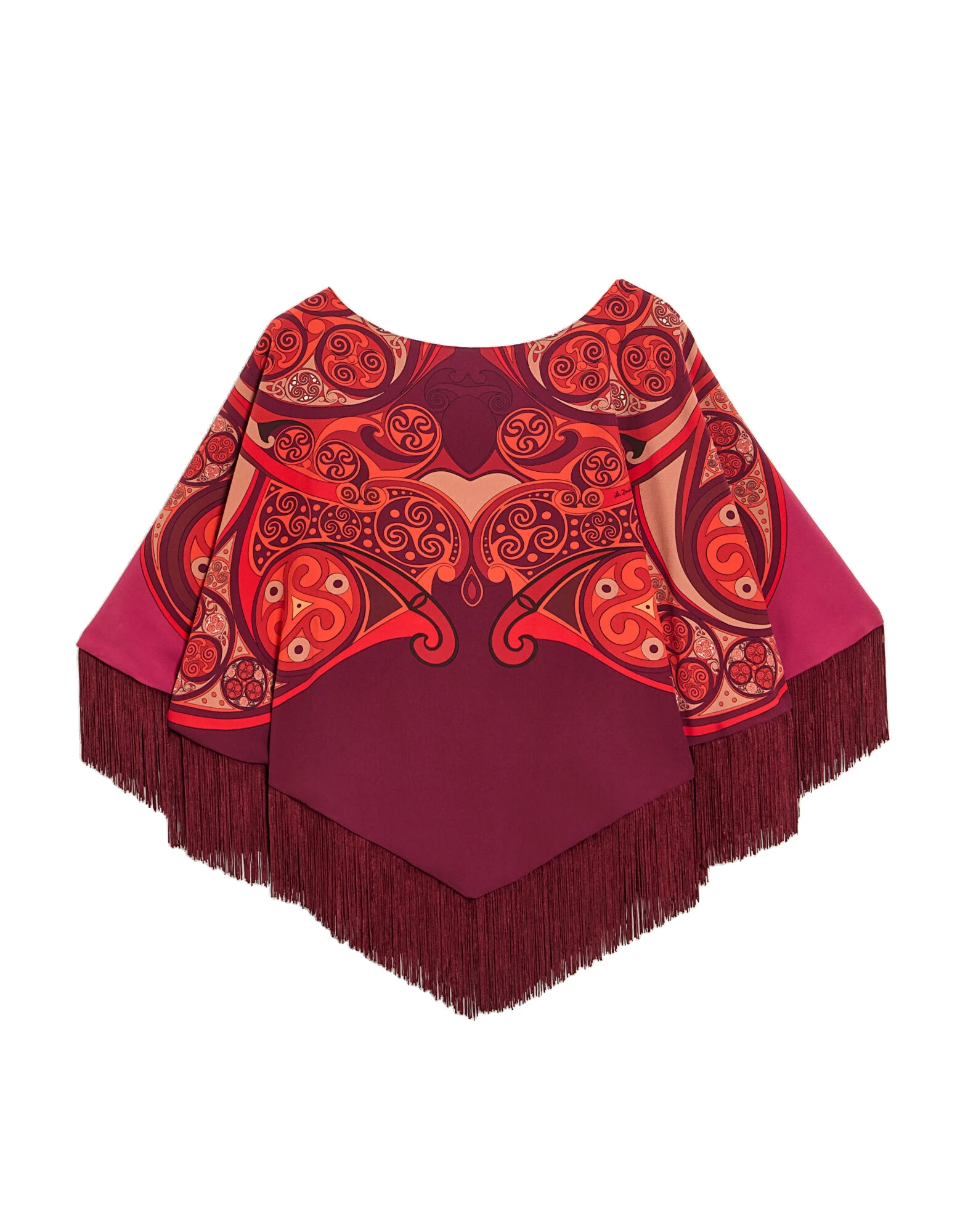 La DoubleJ Mini Poncho in Alchemy Dark Red at Luxury Shoes La DoubleJ Mini Poncho in Alchemy Dark Red at Luxury Shoes