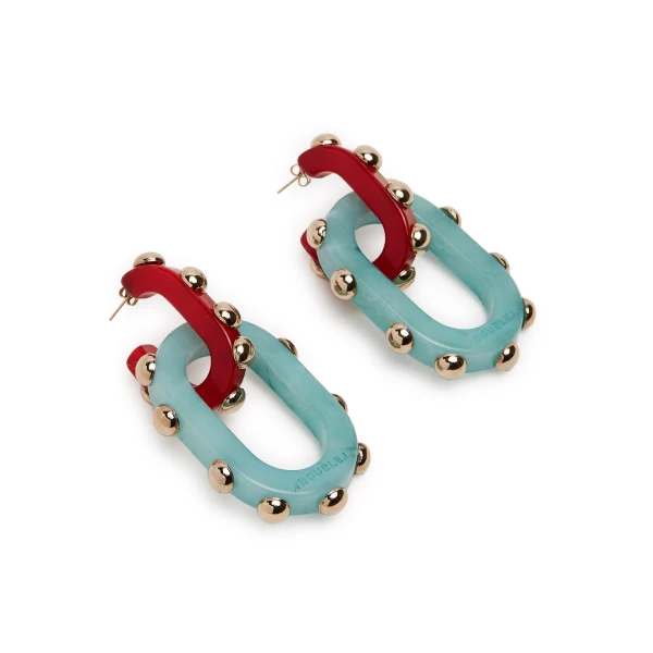 La DoubleJ Nefertiti Double Earrings in Red, view 2