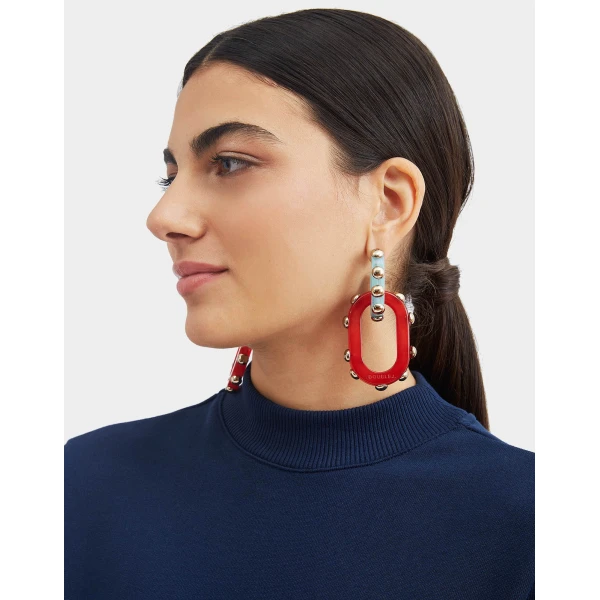 La DoubleJ Nefertiti Double Earrings in Red, view 3