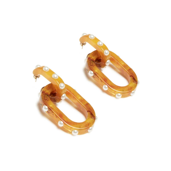 La DoubleJ Nefertiti Double Earrings in Rust, view 2