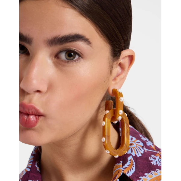 La DoubleJ Nefertiti Double Earrings in Rust, view 3