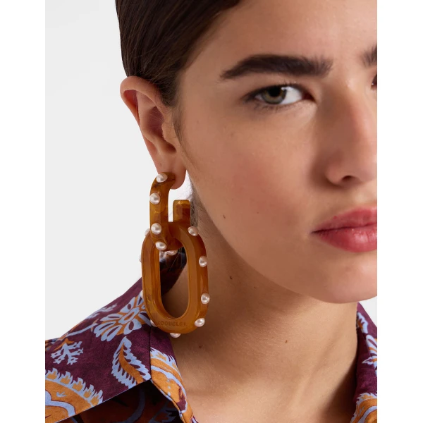 La DoubleJ Nefertiti Double Earrings in Rust, view 4