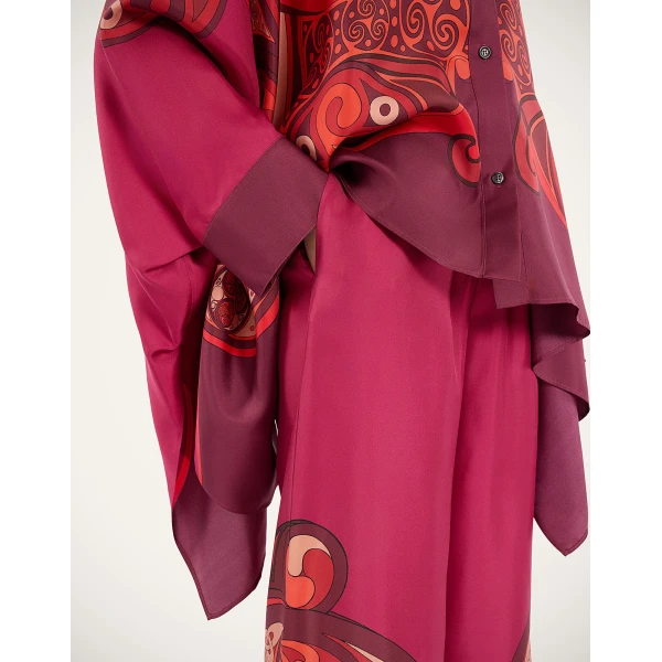 La DoubleJ Palazzo Pants in Alchemy Dark Red at Luxury Shoes 