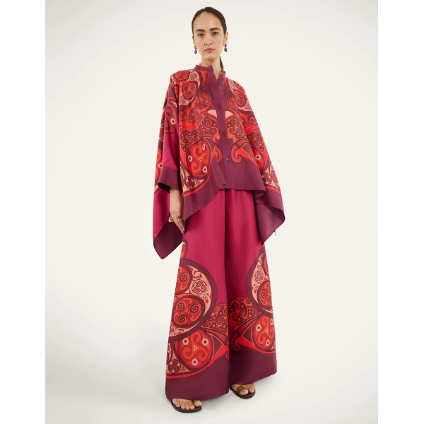 La DoubleJ Palazzo Pants in Alchemy Dark Red at Luxury Shoes 