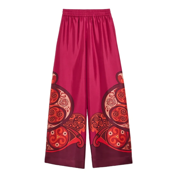 La DoubleJ Palazzo Pants in Alchemy Dark Red at Luxury Shoes 