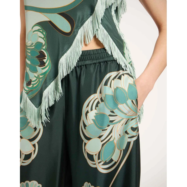 La DoubleJ Palazzo Pants in Blooming Tulip Dark Green, view 5