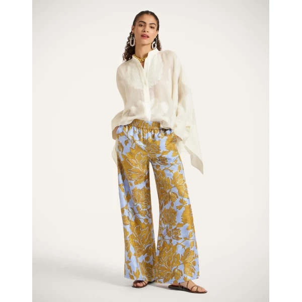 La DoubleJ Palazzo Pants in Tangle Light Blue at Luxury Shoes 