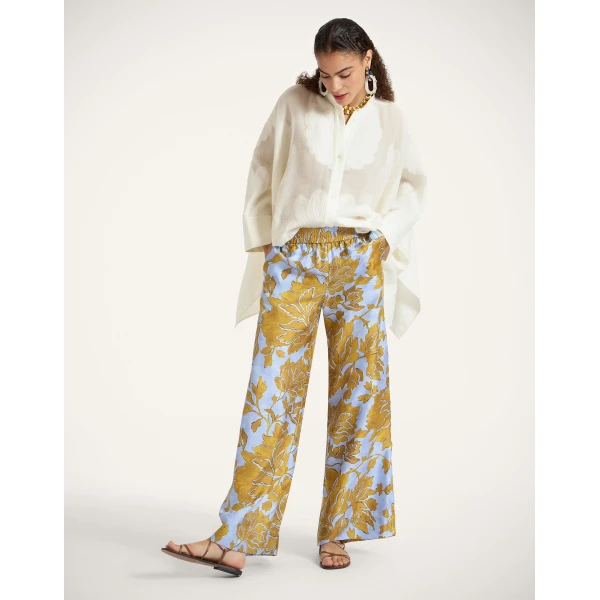 La DoubleJ Palazzo Pants in Tangle Light Blue at Luxury Shoes 