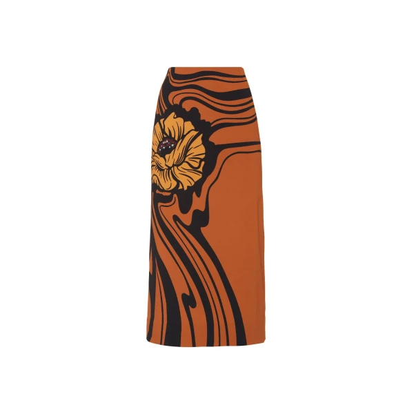 Pencil Skirt in Big Blooms Brown