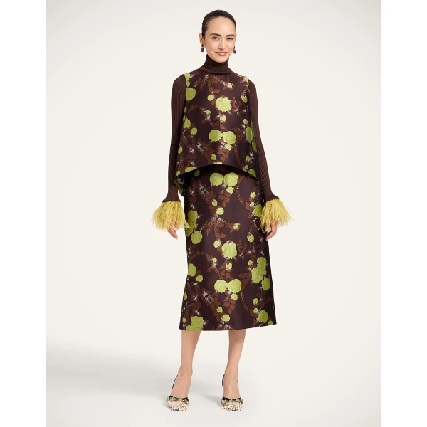 La DoubleJ Pencil Skirt in Devon Brown at Luxury Shoes 
