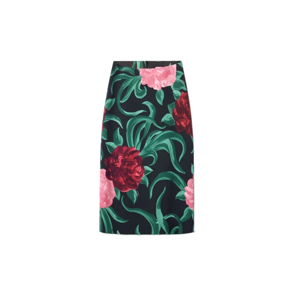 Pencil Skirt in Peony Black