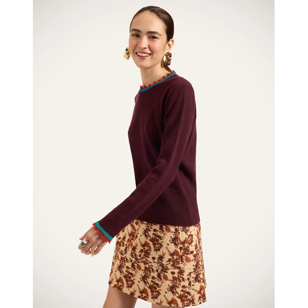 La DoubleJ Picket Crew Neck in Burgundy at Luxury Shoes 
