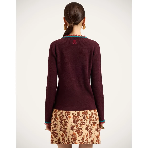La DoubleJ Picket Crew Neck in Burgundy at Luxury Shoes 
