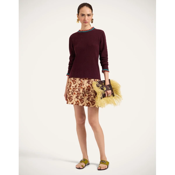 La DoubleJ Picket Crew Neck in Burgundy at Luxury Shoes 