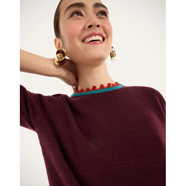 La DoubleJ Picket Crew Neck in Burgundy at Luxury Shoes 