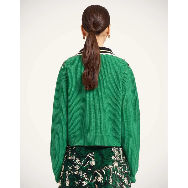 La DoubleJ Picket High Sweater in Green at Luxury Shoes 