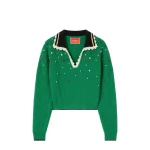 La DoubleJ Picket High Sweater in Green at Luxury Shoes La DoubleJ Picket High Sweater in Green at Luxury Shoes