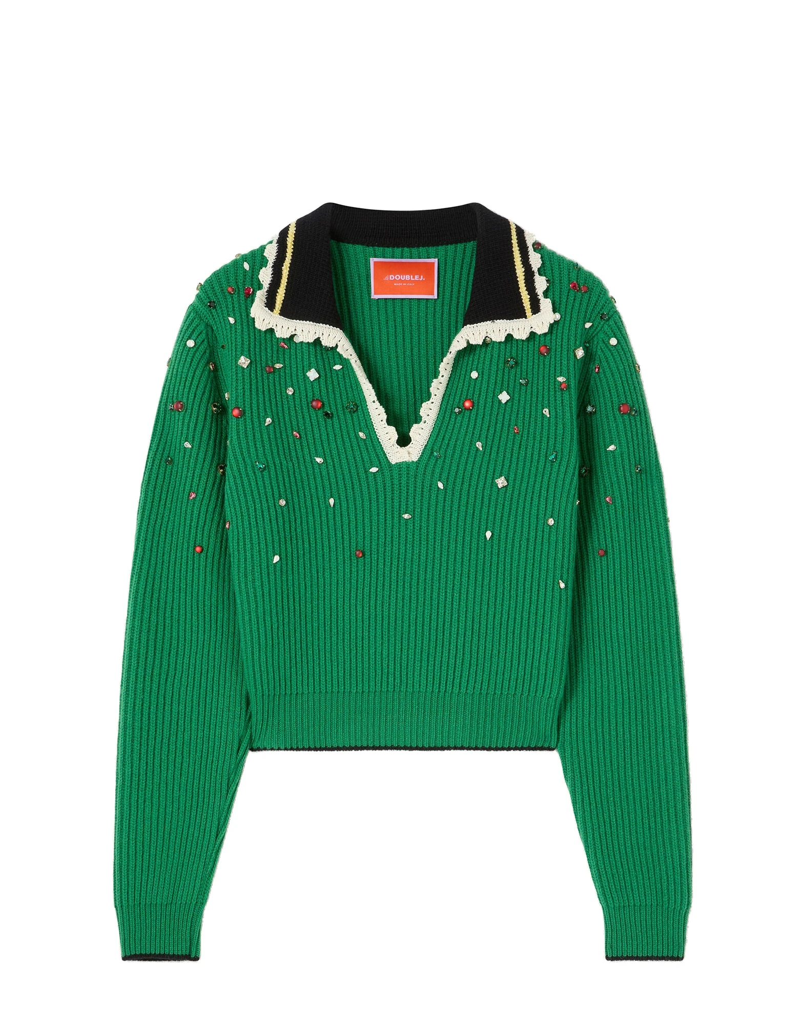 La DoubleJ Picket High Sweater in Green at Luxury Shoes La DoubleJ Picket High Sweater in Green at Luxury Shoes