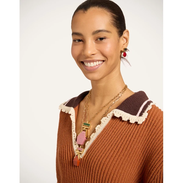 La DoubleJ Picket High Sweater in Tobacco at Luxury Shoes 