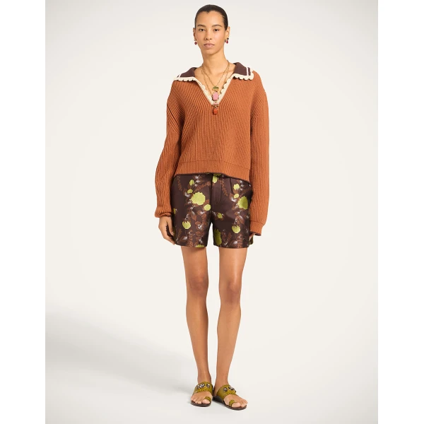 La DoubleJ Picket High Sweater in Tobacco at Luxury Shoes 