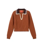 La DoubleJ Picket High Sweater in Tobacco at Luxury Shoes 