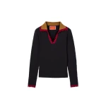 La DoubleJ Picket Polo Jumper in Black La DoubleJ Picket Polo Jumper in Black Knit