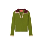 La DoubleJ Picket Polo Jumper in Lime at Luxury Shoes 