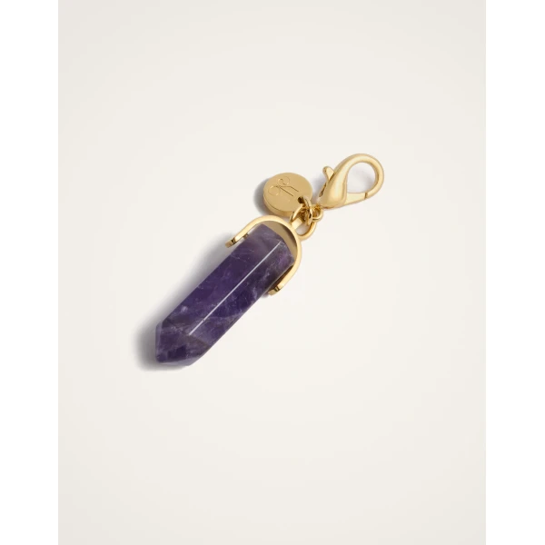 La DoubleJ Pillar Charm in 24K Gold Plate & Amethyst, view 3