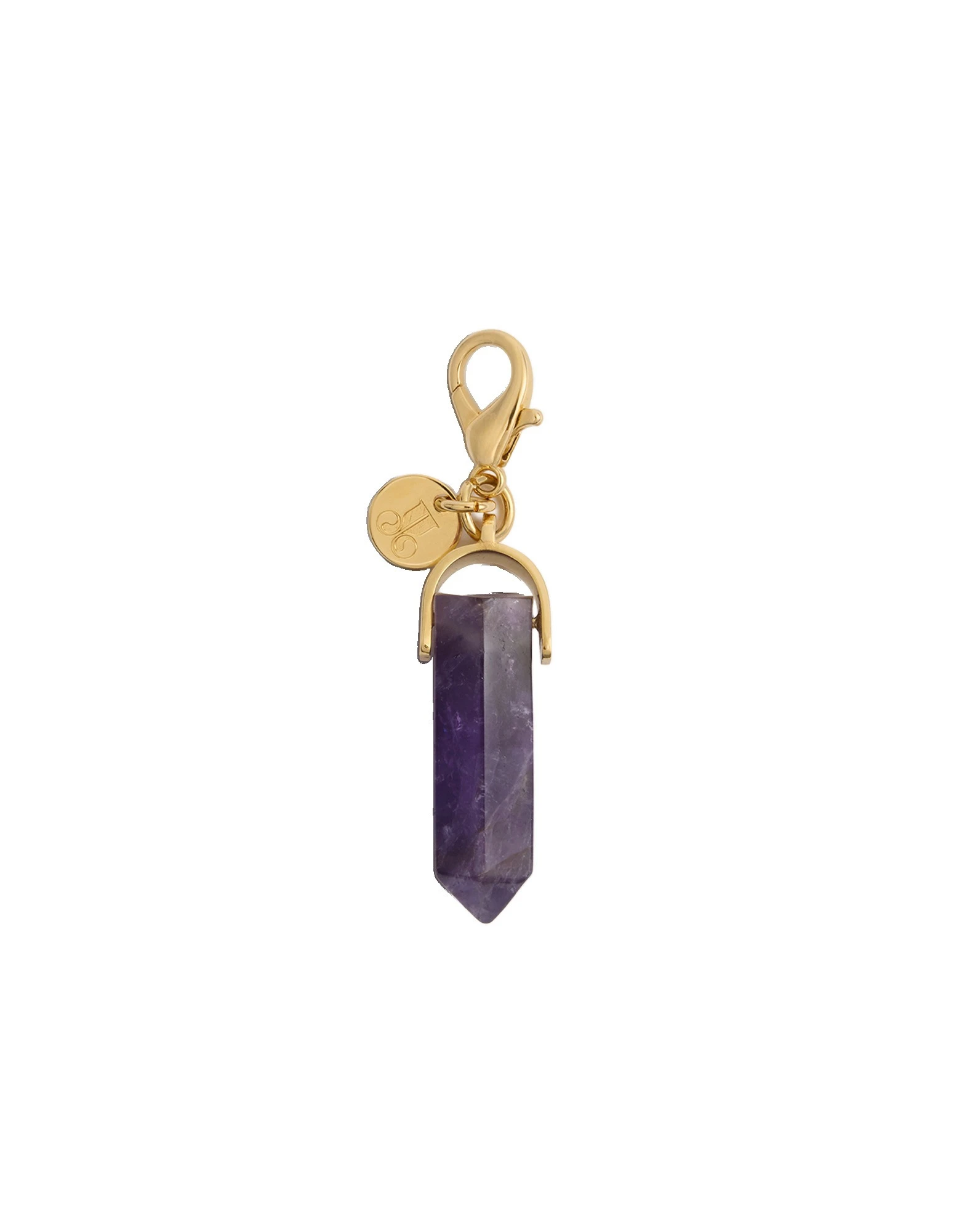 La DoubleJ Pillar Charm in 24K Gold Plate & Amethyst La DoubleJ Pillar Charm in 24K Gold Plate & Amethyst
